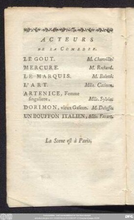 [Le Retour Du Gout, Comédie.]