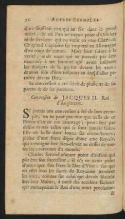 Conversion de Jaques II. Roi d'Angleterre