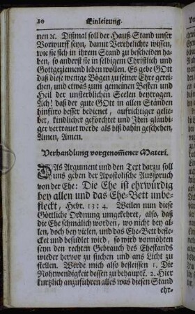 Verhandlung vorgenommener Materi.