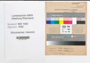 Entnazifizierung Heinrich Schumacher , geb. 12.12.1905 (Landwirt)