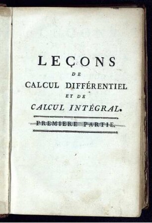 Leçons De Calcul Différentiel Et De Calcul Intégral