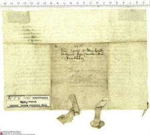 Apel von Haun (Huene) und sein Sohn Reinhard von Haun bekunden, dass sie Johann [von Merlau], Abt von Fulda, die halbe Mühle und drei Hufen in (Ni...