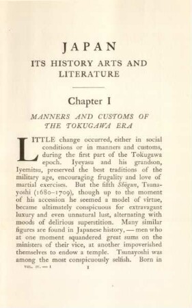 Chapter I. Manners and customs of the Tokugawa era