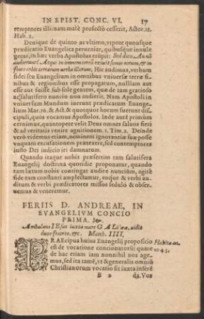 Feriis D. Andreae, In Evangelium ...