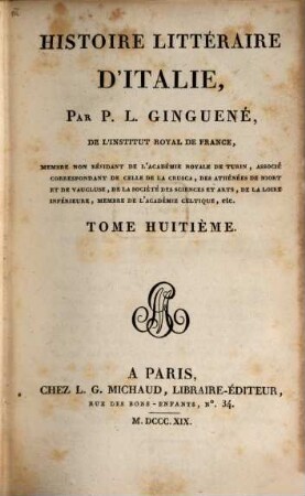 Histoire littéraire d'Italie, 8