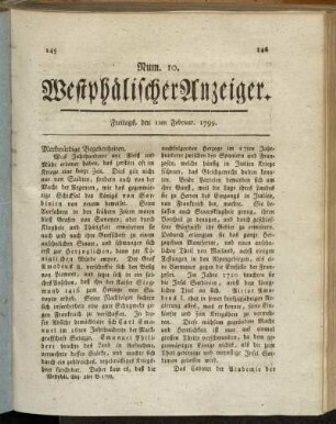 Num. 10. Freitags, den 1ten Februar. 1799