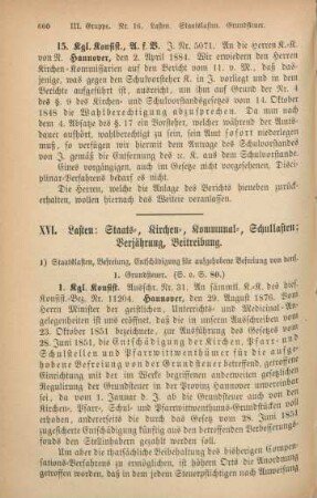 XVI. Lasten: Staats-, Kirchen-, Kommunal-, Schullasten; Verjährung, Beitreibung