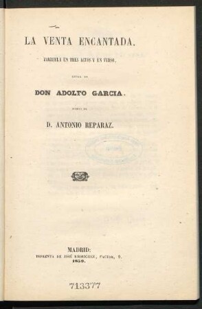 La venta encantada : zarzuela en tres actos y en verso