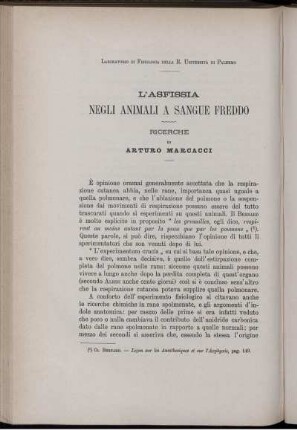 L' Asfissia Negli Animali A Sangue Freddo