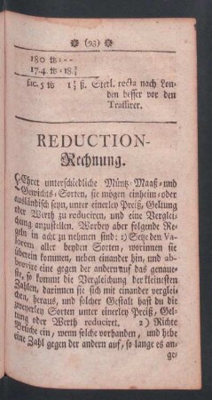 Reduction-Rechnung