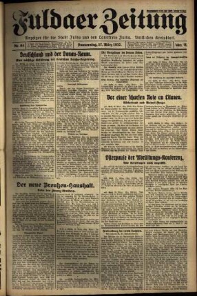 Erste Ausgabe vom Donnerstag, den 17. März 1932.