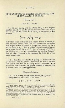 Fundamental theorems relating to the Bernoullian numbers.