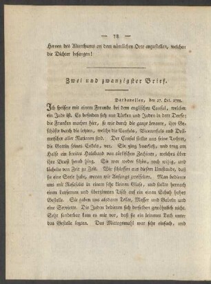 Zwei und zwanzigster Brief.