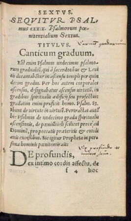 Sequitur Psalmus cxxix. [i.e. cxxx] Psalmorum poenitentialium Sextus.