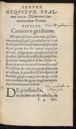 Sequitur Psalmus cxxix. [i.e. cxxx] Psalmorum poenitentialium Sextus.