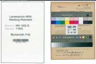 Entnazifizierung Fritz Blumenroth, geb. 17.11.1901 (Kellner)