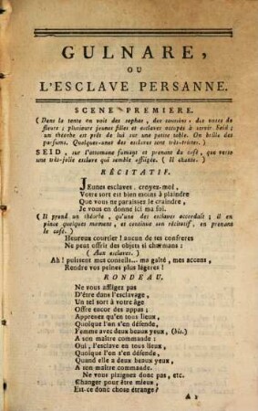 Gulnare, Ou L'Esclave Persanne : Comédie En Un Acte Et En Prose, Mêlée D'Ariettes ; Représentée sur le Théâtre de l'Opéra-comique national de la rue Favart, le 20 Nivôse, an 6