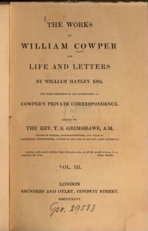The works of William Cowper, Vol. 3