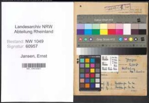 Entnazifizierung Ernst Jansen , geb. 23.03.1899 (Dentist)