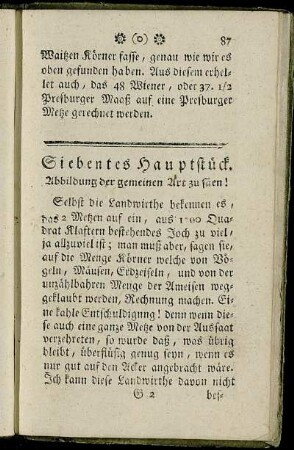 Siebentes Hauptstück. Abbildung der gemeinen Art zu säen!