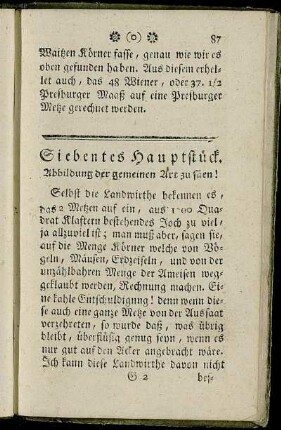 Siebentes Hauptstück. Abbildung der gemeinen Art zu säen!