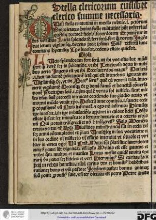 Quasi stella matutina in medio nebule idest peccatorum. Proprietates huius stelle matutine possunt referri ad quemlibet doctorem fidei et sacerdotem...