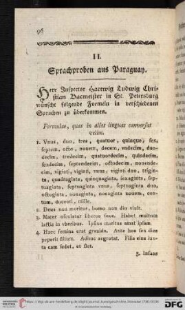 II. Sprachproben aus Paraguay
