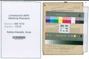 Entnazifizierung Anna Kahlen-Kievelitz , geb. 27.01.1886 ()