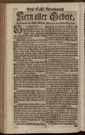 Hrn. Casp. Neumanns Kern aller Gebete, Bestehend in der Bitte Gebet, Fürbitte und Dancksagung.