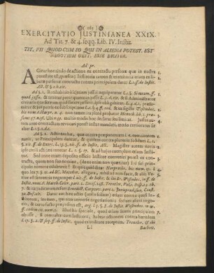 Exercitatio Iustinianea XXIX. Ad Tit. 7. & 4 seqq. Lib. IV. Instit.