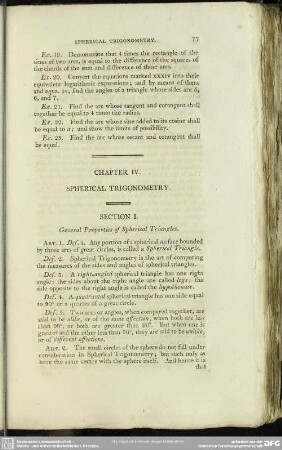 Chaper IV. Spherical Trigonometry
