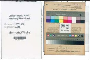 Entnazifizierung Wilhelm Mommertz , geb. 10.08.1877 (Vertreter)