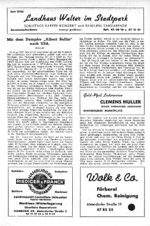 Mit dem Dampfer "Albert Ballin" nach USA. (Schluß)