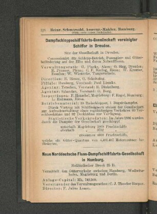 Dampfschifffahrts-Gesellschaft vereinigter Schiffer in Dresden.