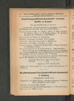 Dampfschifffahrts-Gesellschaft vereinigter Schiffer in Dresden.