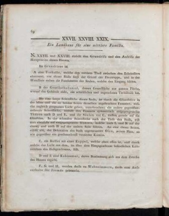 XXVII. XXVIII. XXIX. Ein Landhaus für eine mittlere Familie.