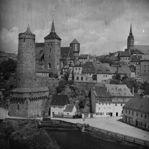 Blick auf die Stadt Bautzen. : Pohlad na město Budyšin.