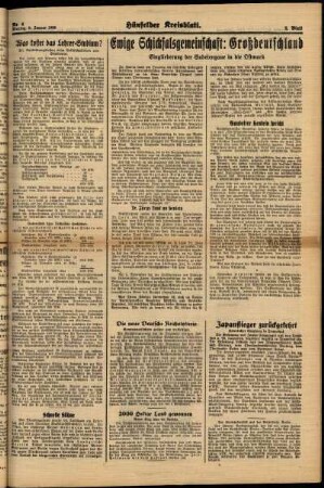 Zweite Ausgabe vom Montag, den 09. Januar 1939.