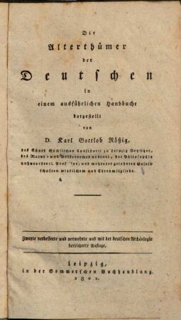 Die Alterthümer der Deutschen : in einem ausführlichen Handbuche dargestellt