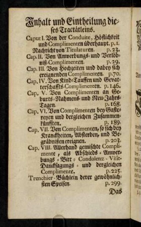 Inhalt und Eintheilung dieses Tracta(e)tleins.
