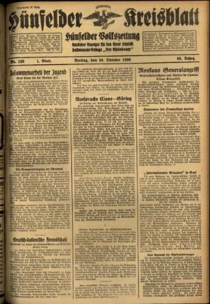 Erste Ausgabe vom Freitag, den 23. Oktober 1936.