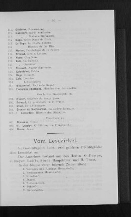 Vom Lesezirkel.