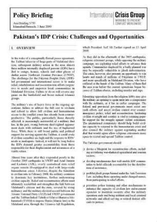 Pakistan's IDP crisis : challenges and opportunities