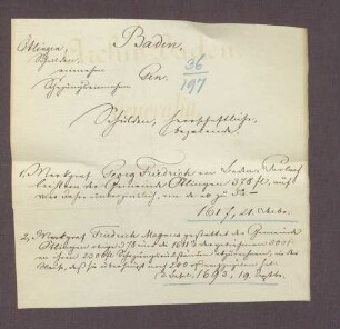 Markgraf Georg Friedrich von Baden-Durlach leiht von der Gemeinde Oetlingen 378 fl., auf vier Jahre unverzinslich, von da ab zu 5% Zins