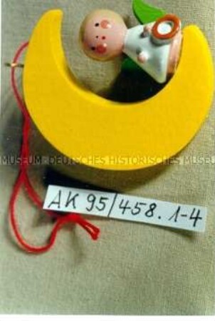Seiffener Christbaumschmuck: 4 Engel im Halbmond