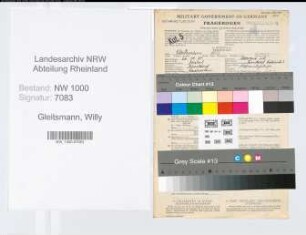 Entnazifizierung Willy Gleitsmann, geb. 26.10.1884 (Verw.Angest.)