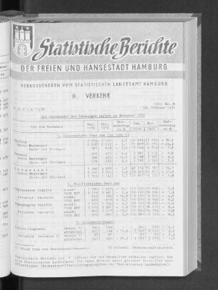 Der Seeverkehr des Hamburger Hafens im November 1970 : Lfd. Nr. 8
