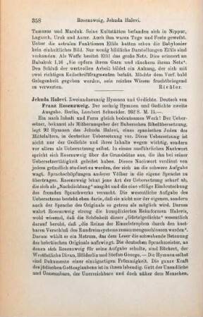 358-359 [Rezension] Yehudah ha-Leṿi, Jehuda Halevi
