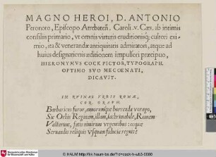 [Praecipua aliquot Romanae Antiquitatis ruinarum monimenta, Widmungsblatt]