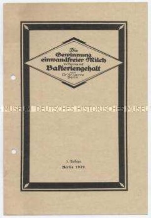 Die Gewinnung einwandfreier Milch in Bezug auf Bakteriengehalt. Von Dr. W. Lentz, Berlin